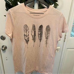 Free State Boho Feather Graphic Tee T Shirt L XL